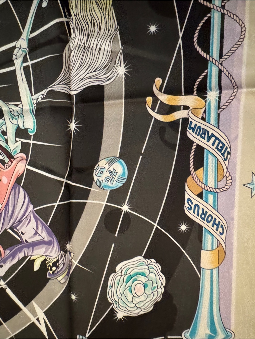 Luxury 90 Astrological Carousel Silk Scarf in Black, Pink, Mint - Picture 2 of 7